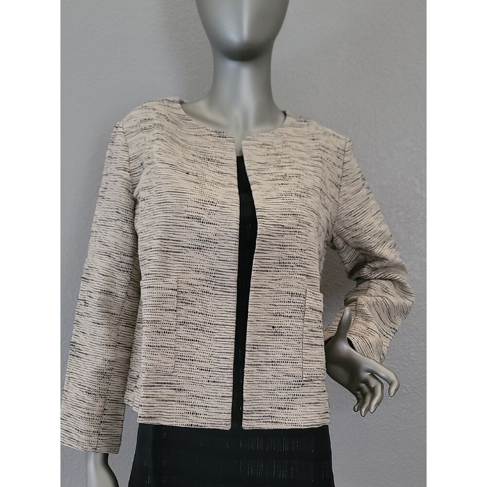 Eileen Fisher Handwoven Organic Cotton Furrows Natural Cropped Jacket Size Small